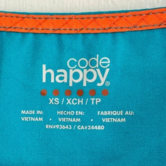 Code Happy Teal Scrubs Top XS - Picture 3 of 8